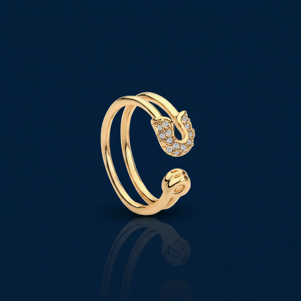 Zircon Double Band Open Ring, 18K Gold-Plated – The Gold Edit | SimKap Jewellery