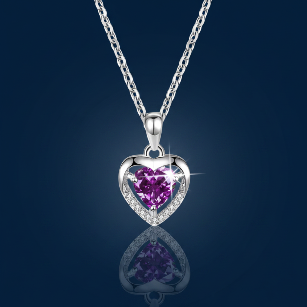 Zircon Heart Necklace | 925 Sterling Silver | 4 Colours