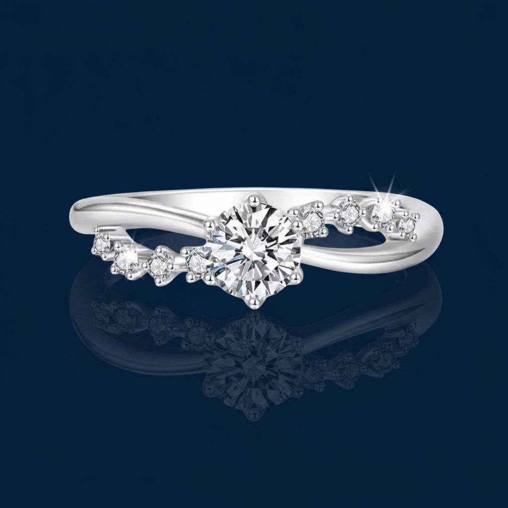 Zircon Solitaire Ring | 925 Sterling Silver | Twisted Band | Sizes 5-8