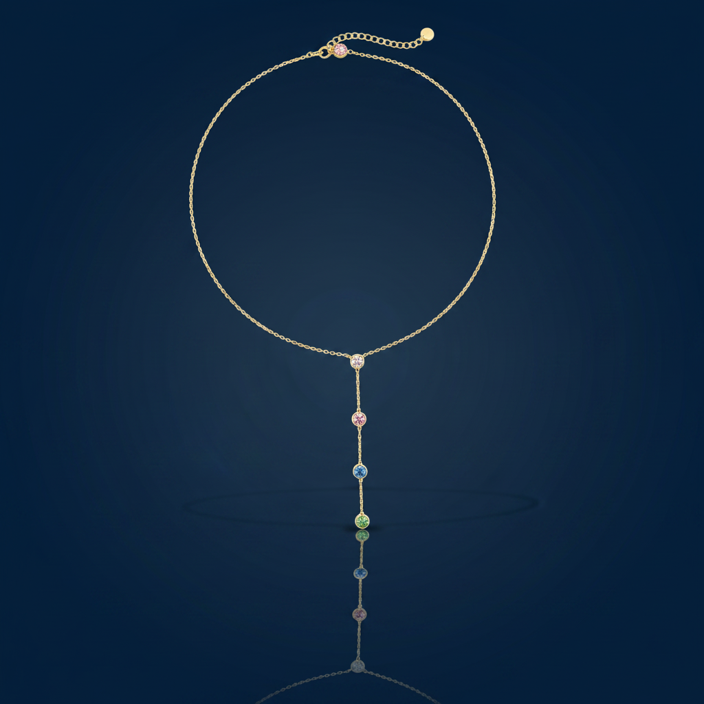 Zircon Y-Drop Necklace – Shadow & Mirror